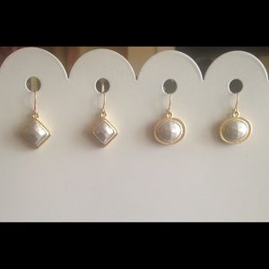 2 Pairs of Silver & Gold Fashion Drop Earrings